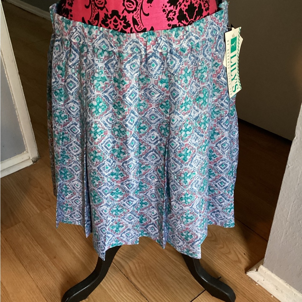 Vintage Deadstock LILY’S OF BH Blue Pleated Skater Skirt Knee-length Casual 18